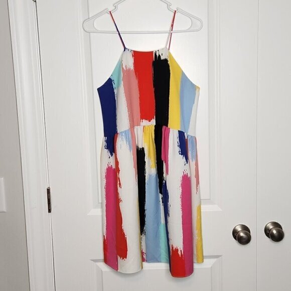 Crosby By Mollie Burch Abstract Watercolor Spaghetti Strap Dress - Picture 5 of 7